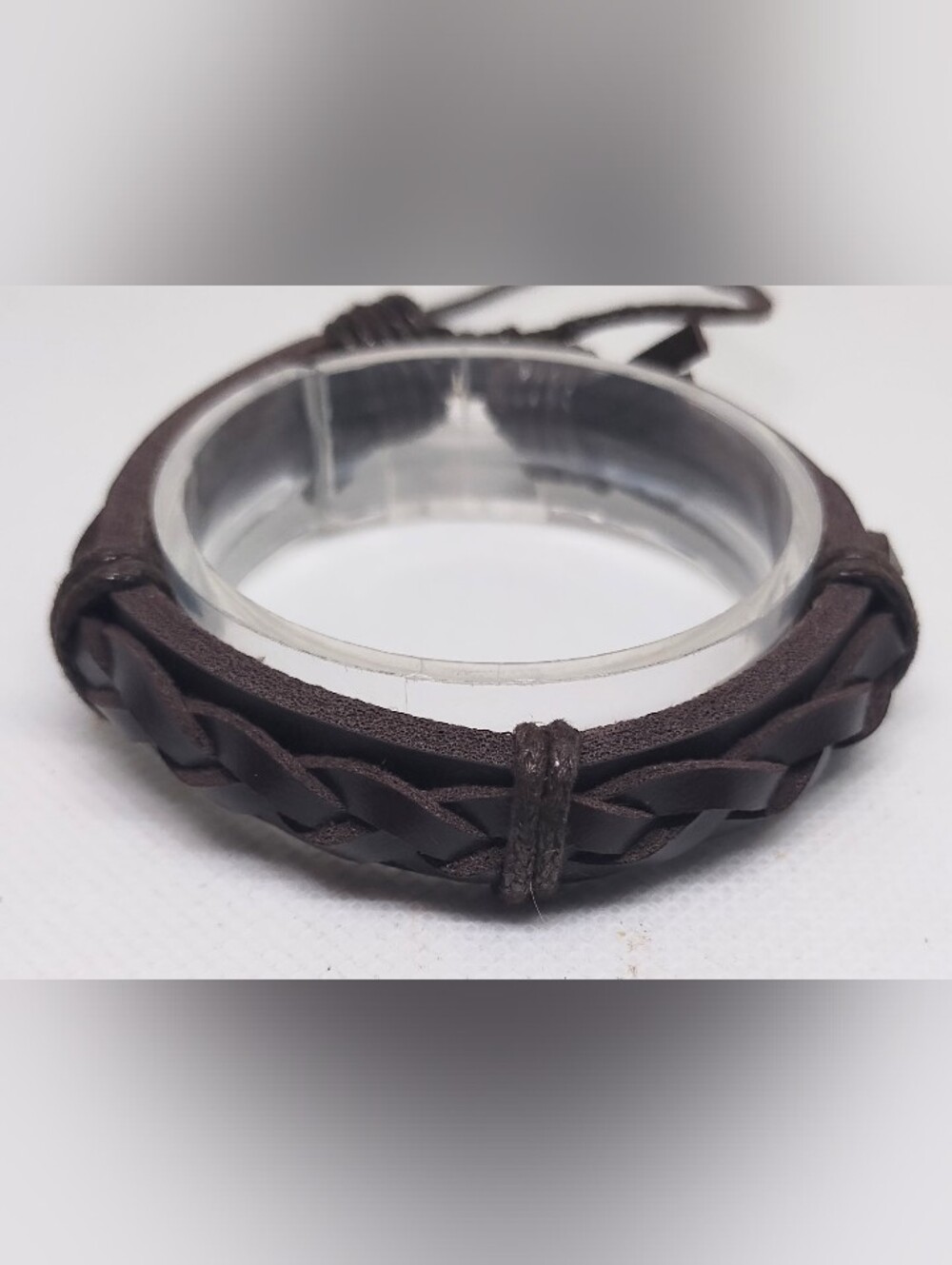 Men's Braided Brown Leather Bracelet  New G16‎